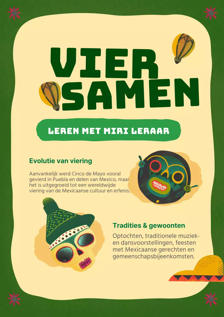 Schattig Mexicaans concept vintage posterontwerp in groen