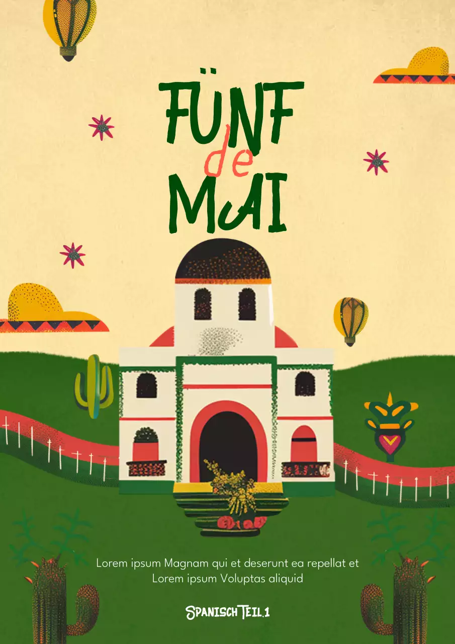 Nette mexikanische Konzept Vintage-Plakat-Design in grün