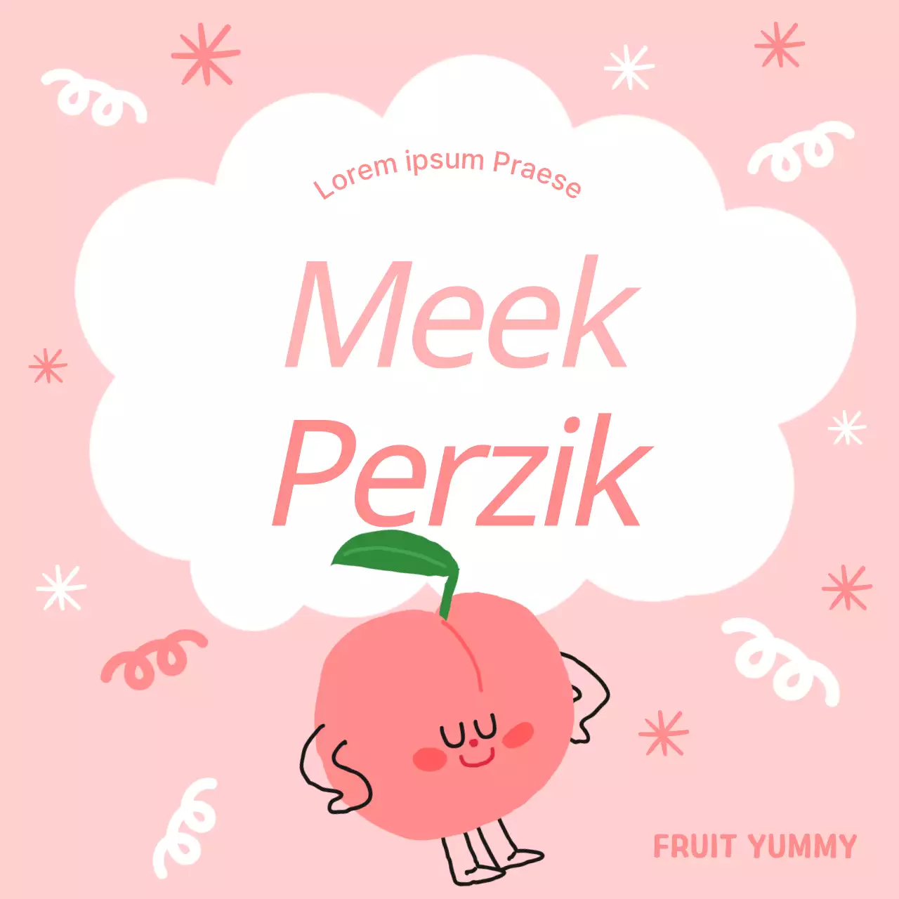 Promoot eenvoudige fruitproducten in oranje en roze