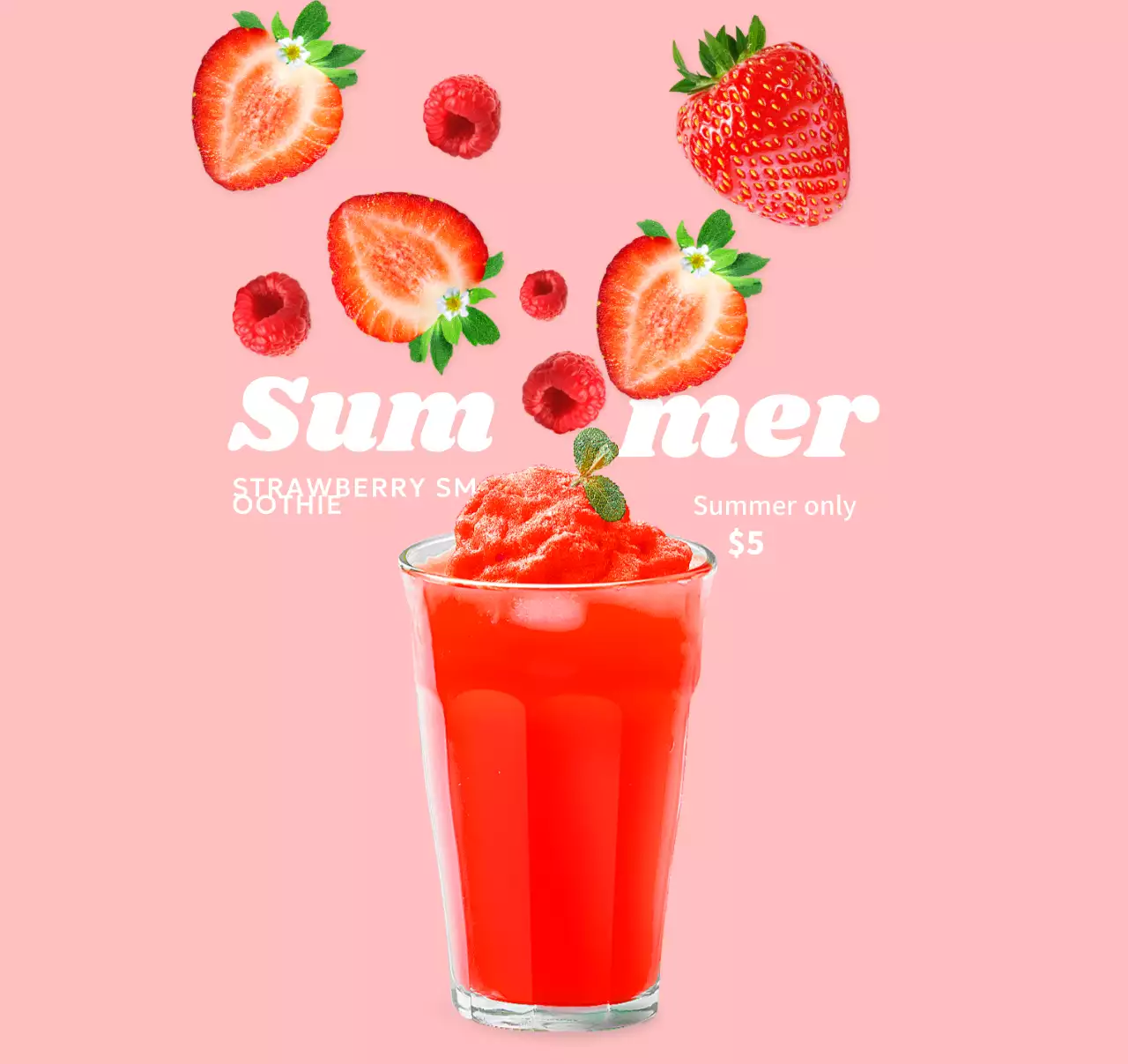 Minuman musim panas yang sejuk dan sederhana dengan sentuhan stroberi