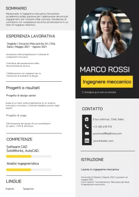 Portafoglio moderno per ingegneri meccanici bianco e giallo