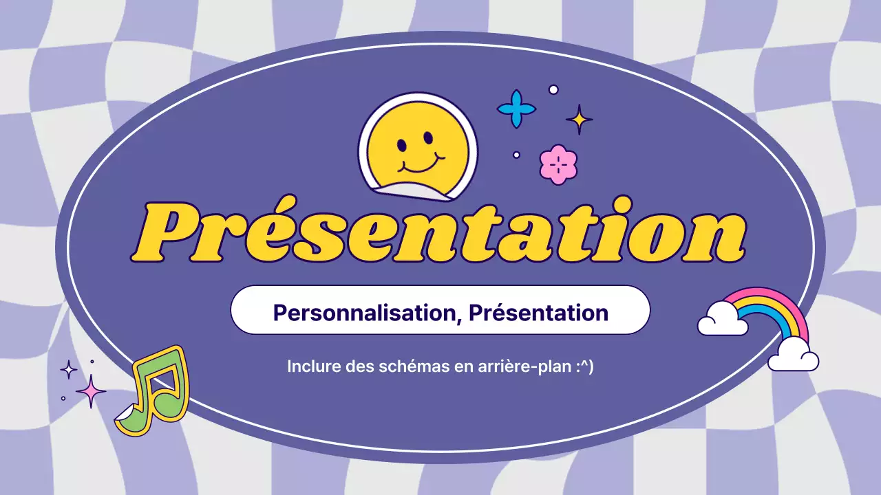 Prospectus avec autocollants kitsch violets et jaunes