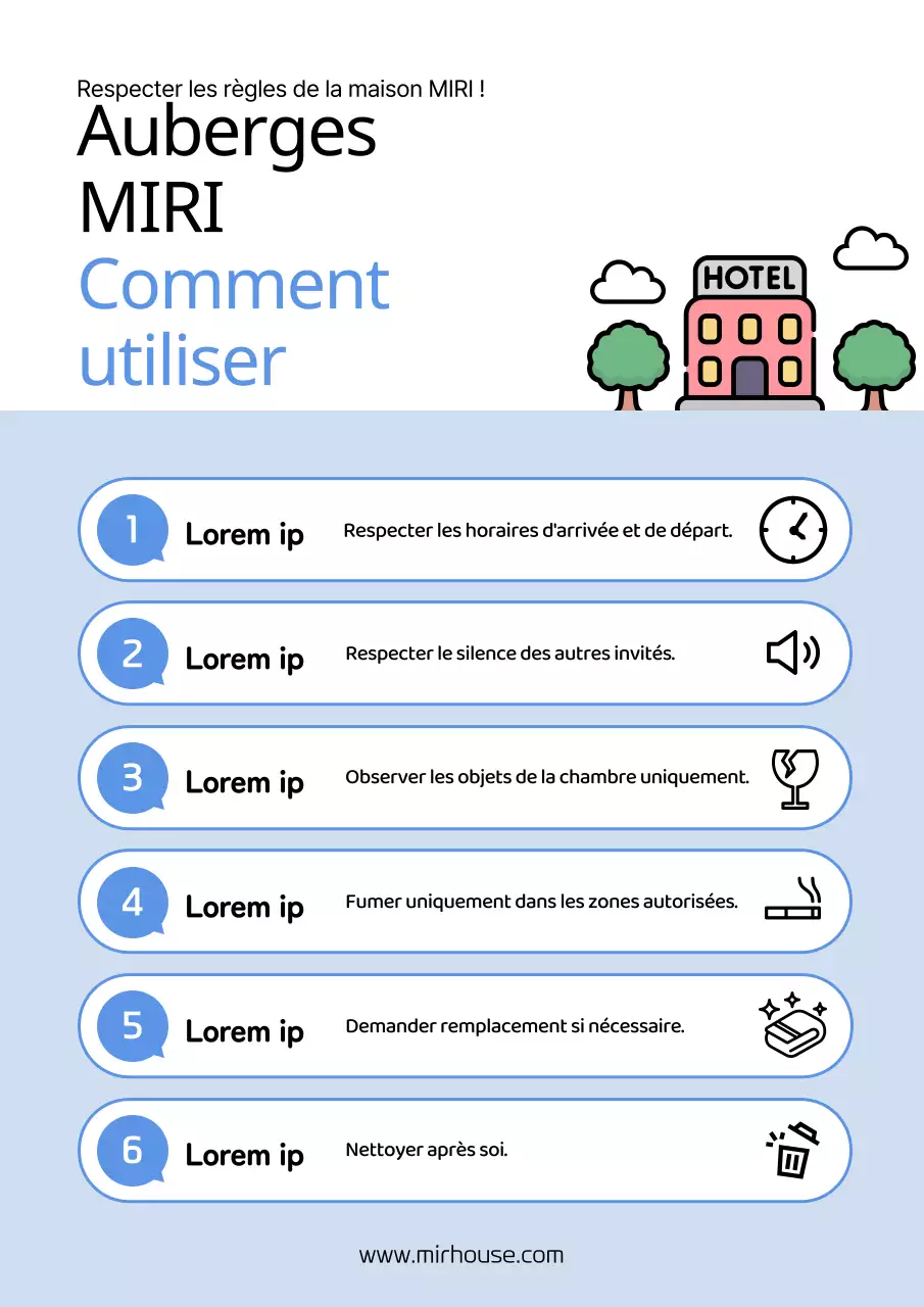 Avis de logement simple bleu et bleu clair