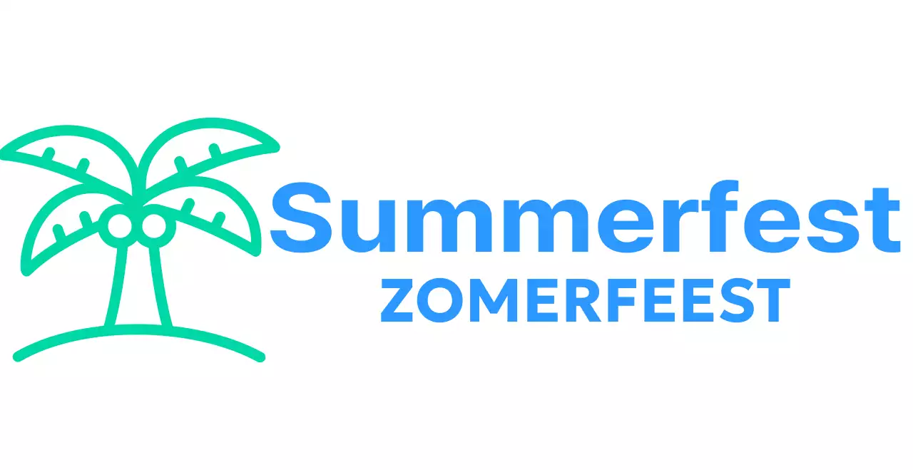 Een luchtig zomerfestival met illustraties van palmbomen