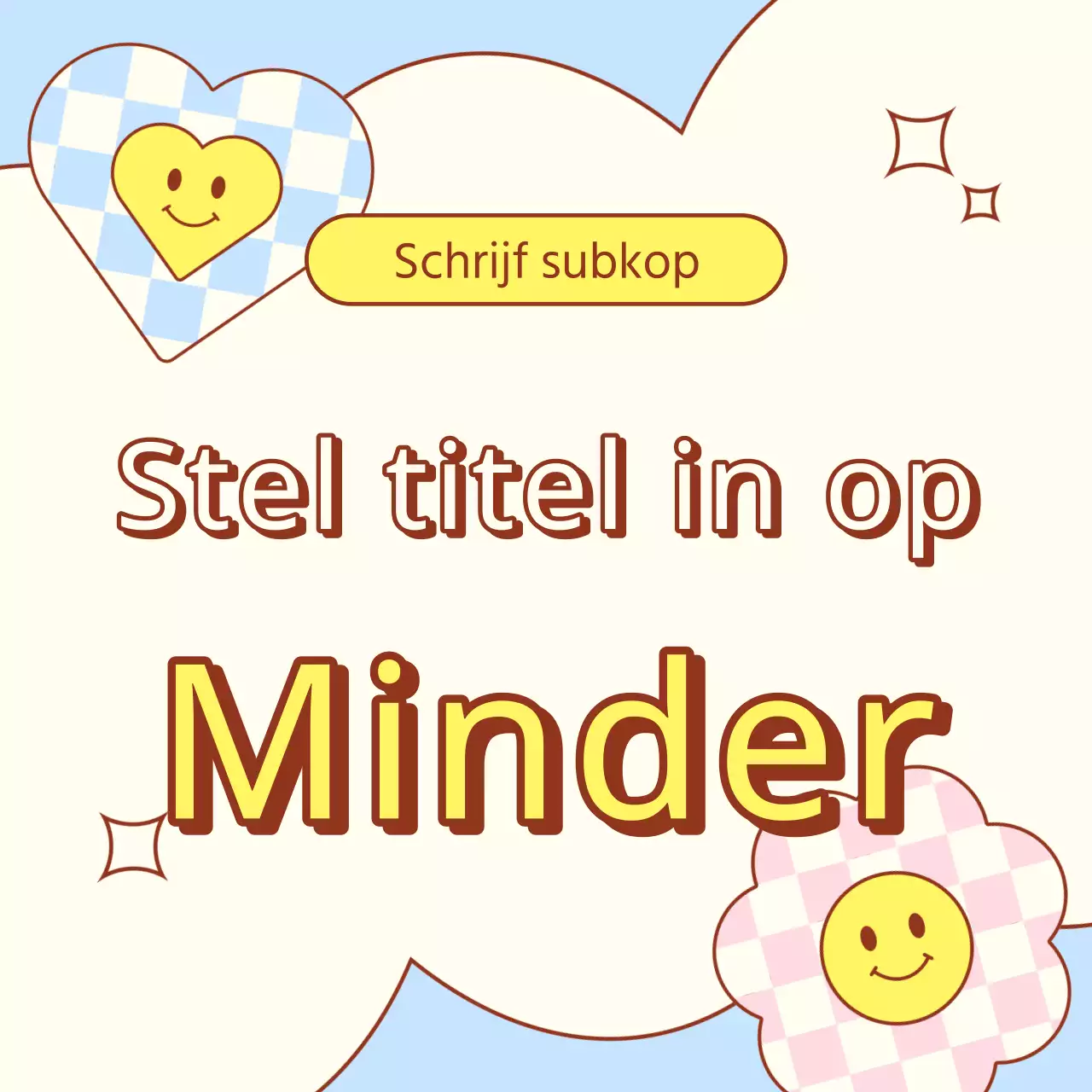 Kitscherige lenteaankondiging in geel en lichtblauw