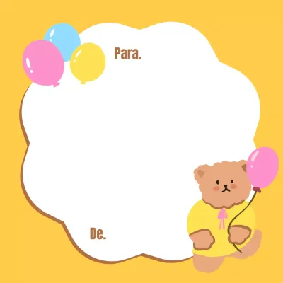 Simpáticos globos amarillos y rosas o blocs de notas con ositos de peluche