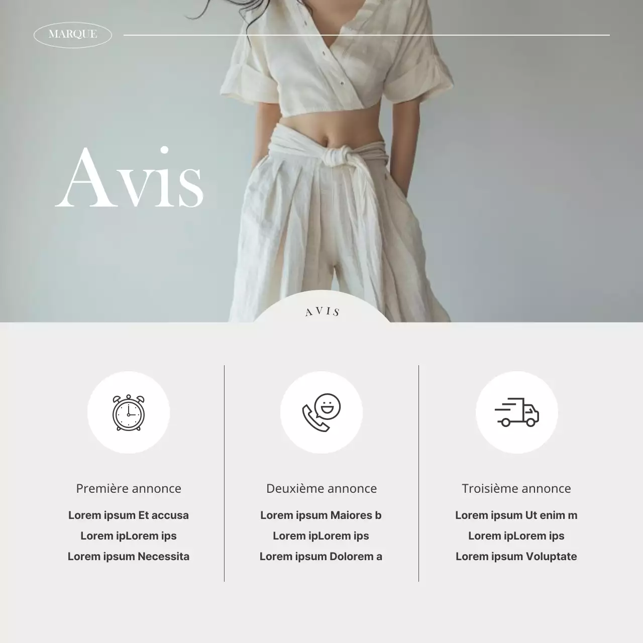 Promouvoir le flux de marque moderne d'Ivory