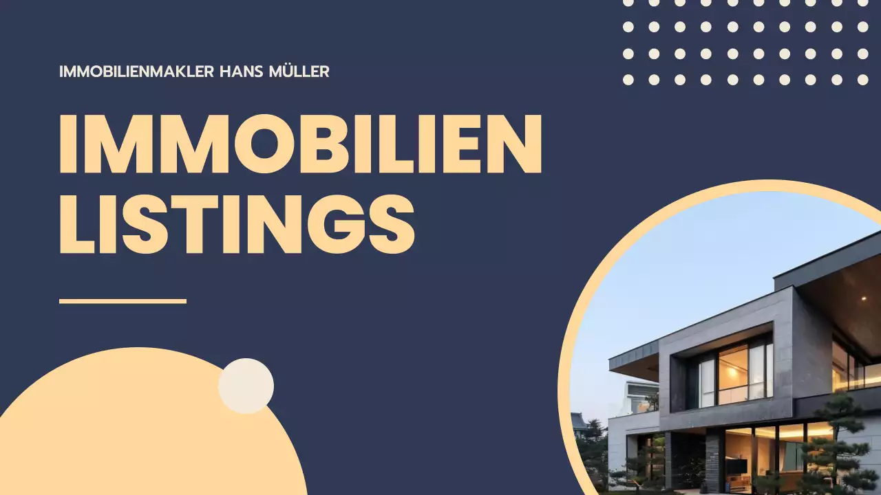 Modernes Immobilienangebot in Blau und Beige