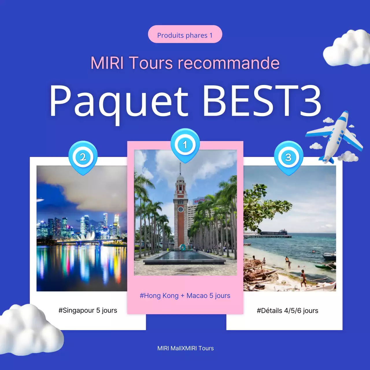 Promouvoir les forfaits de voyage bleu marine et rose