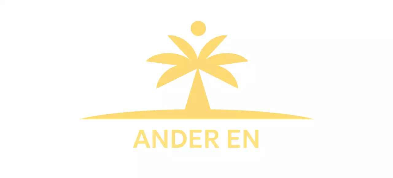 Briefpapier ontwerp met een eiland met palmbomen