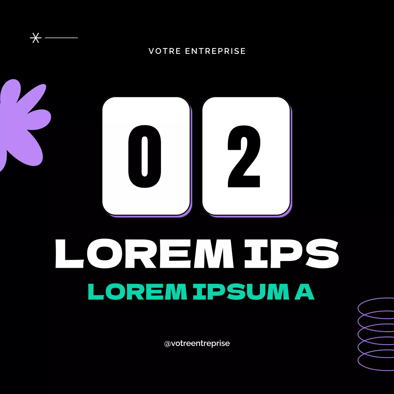 Publicité pour le marketing de contenu moderne, noir et violet