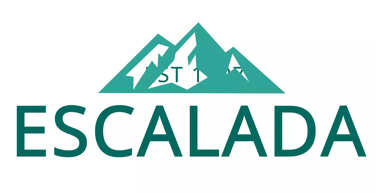 Clube de escalada de inspiração vintage com ilustrações de montanhas e tipos de letra serifados