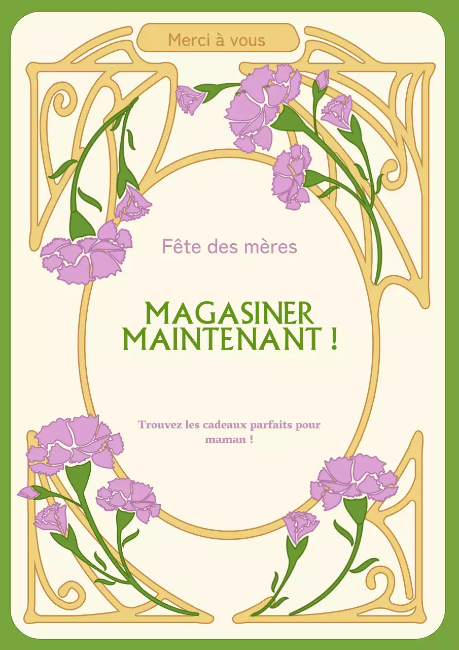 Promouvoir une vente classique pour la fête des mères en chartreuse et ivoire