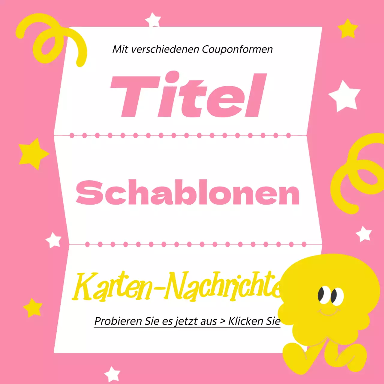 Niedliche Rahmenhülle in Form eines Gutscheins in Rosa und Gelb