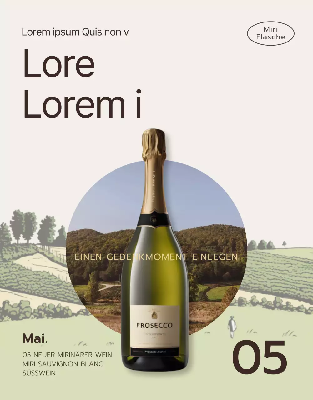 Förderung feiner Weinbeschreibungen in Chartreuse und Khaki