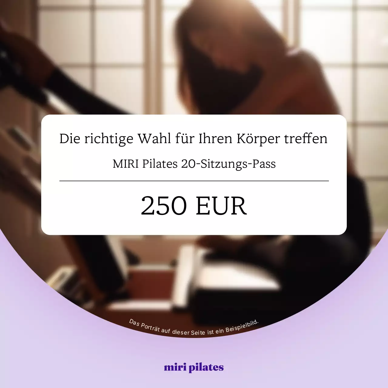 Werbung für die coole Pilates-Marke in Hellblau und Mauve