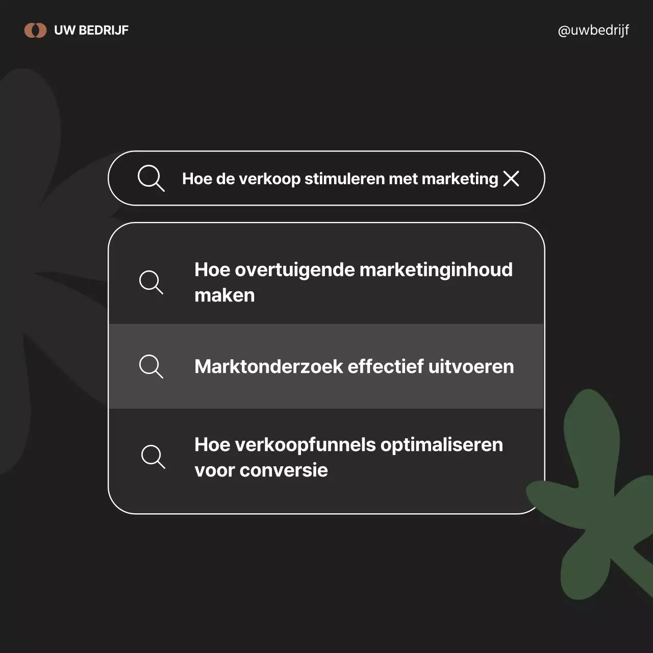 Minimalistische marketingreclame in zwart en groen