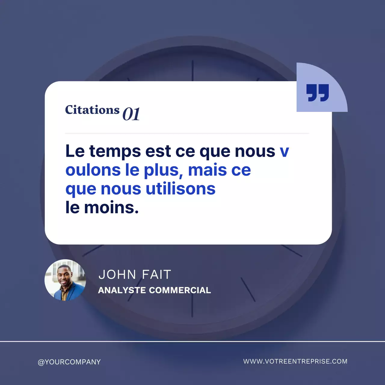 Blue Modern Time Management Quotes Publicity