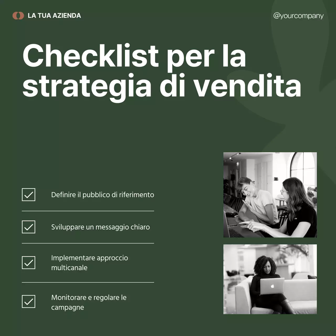 Pubblicità di marketing minimalista in nero e verde