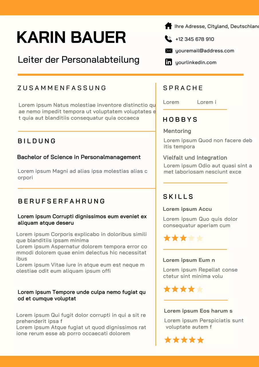 Gelbes und weißes einfaches Human Resources Manager Portfolio