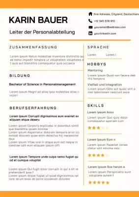 Gelbes und weißes einfaches Human Resources Manager Portfolio