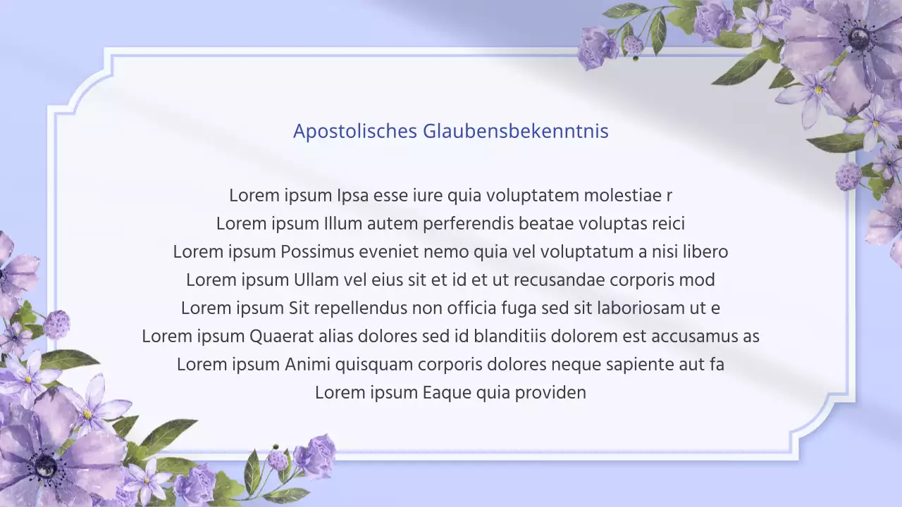 Borah und Lavendels einfache Ankündigung für den Gottesdienst