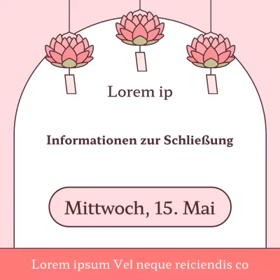 Eine einfache rosafarbene und braune Ankündigung für den Abschluss des Buddha-Tags