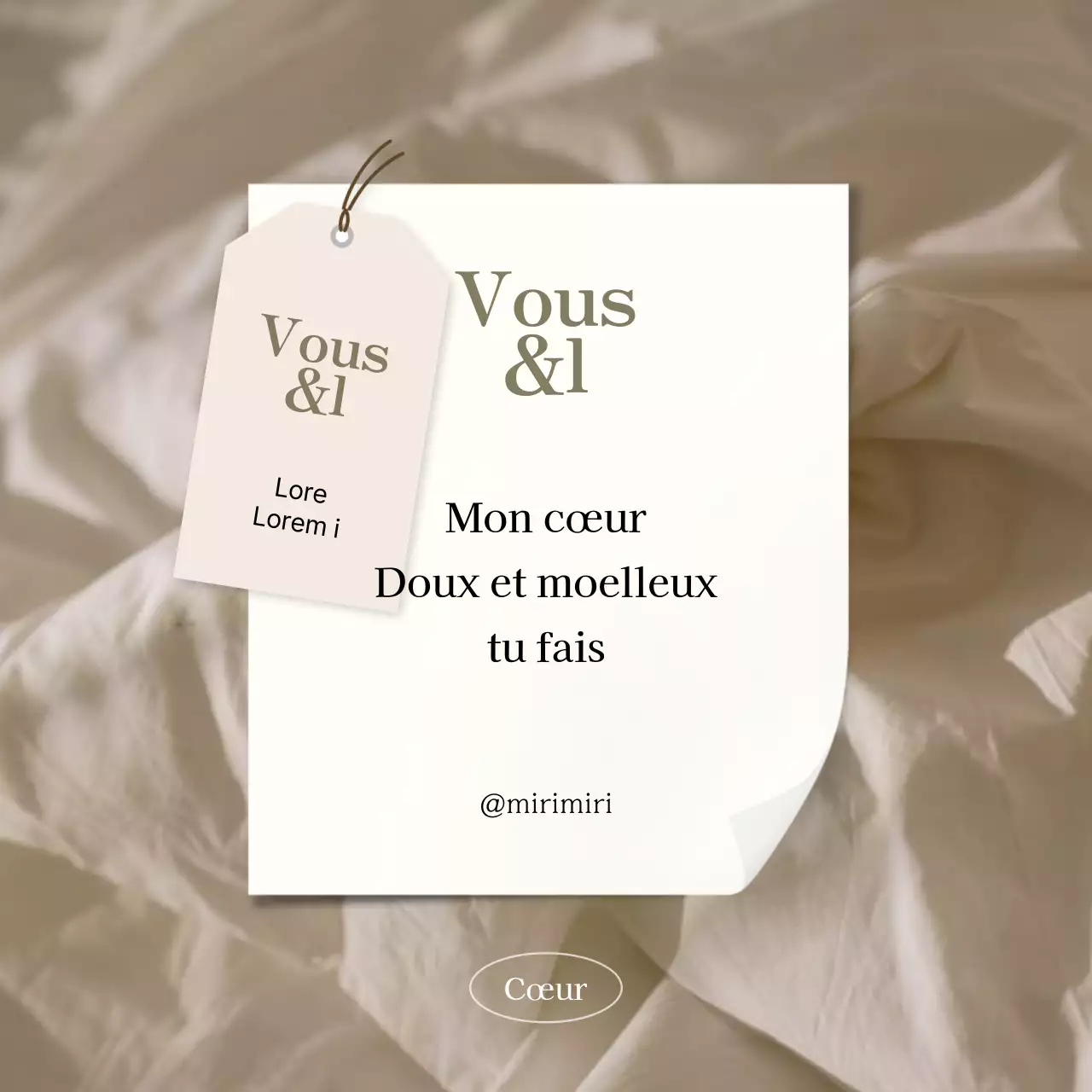 Simple note sentimentale en beige et marron pour favoriser les confessions