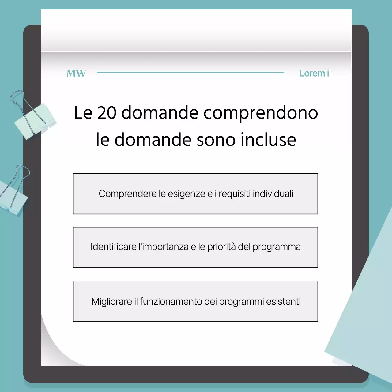 Sondaggio sul programma istituzionale moderno in menta e grigio