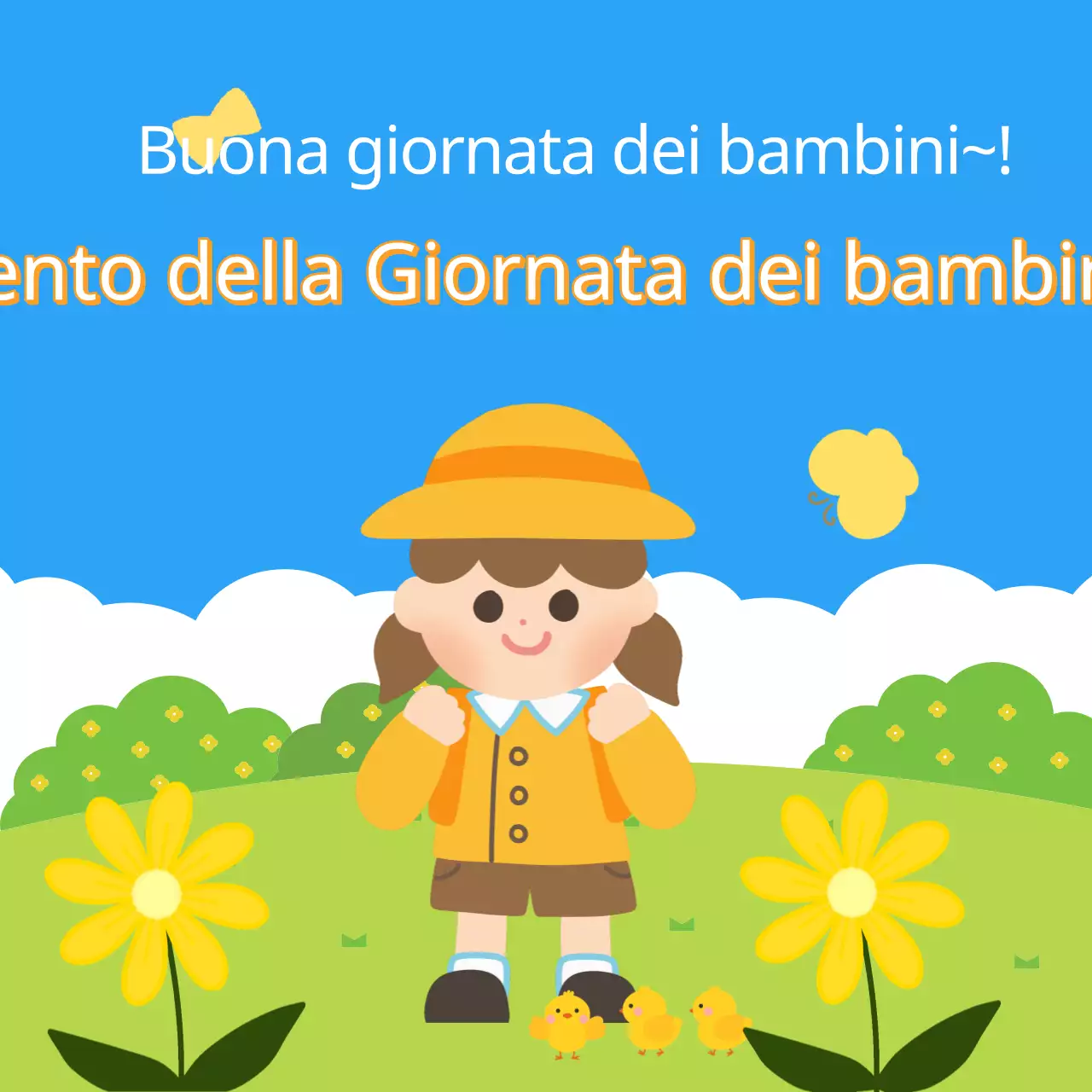 Pubblicizzare un evento per la Giornata dei bambini in giallo e verde
