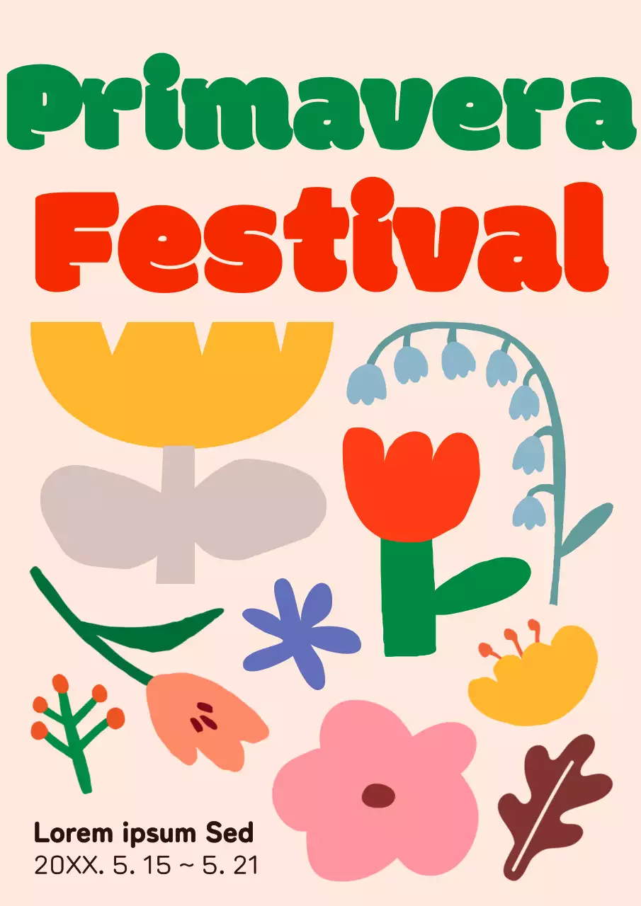 Cartel promocional de un festival conceptual de arte pop en verde y rojo.