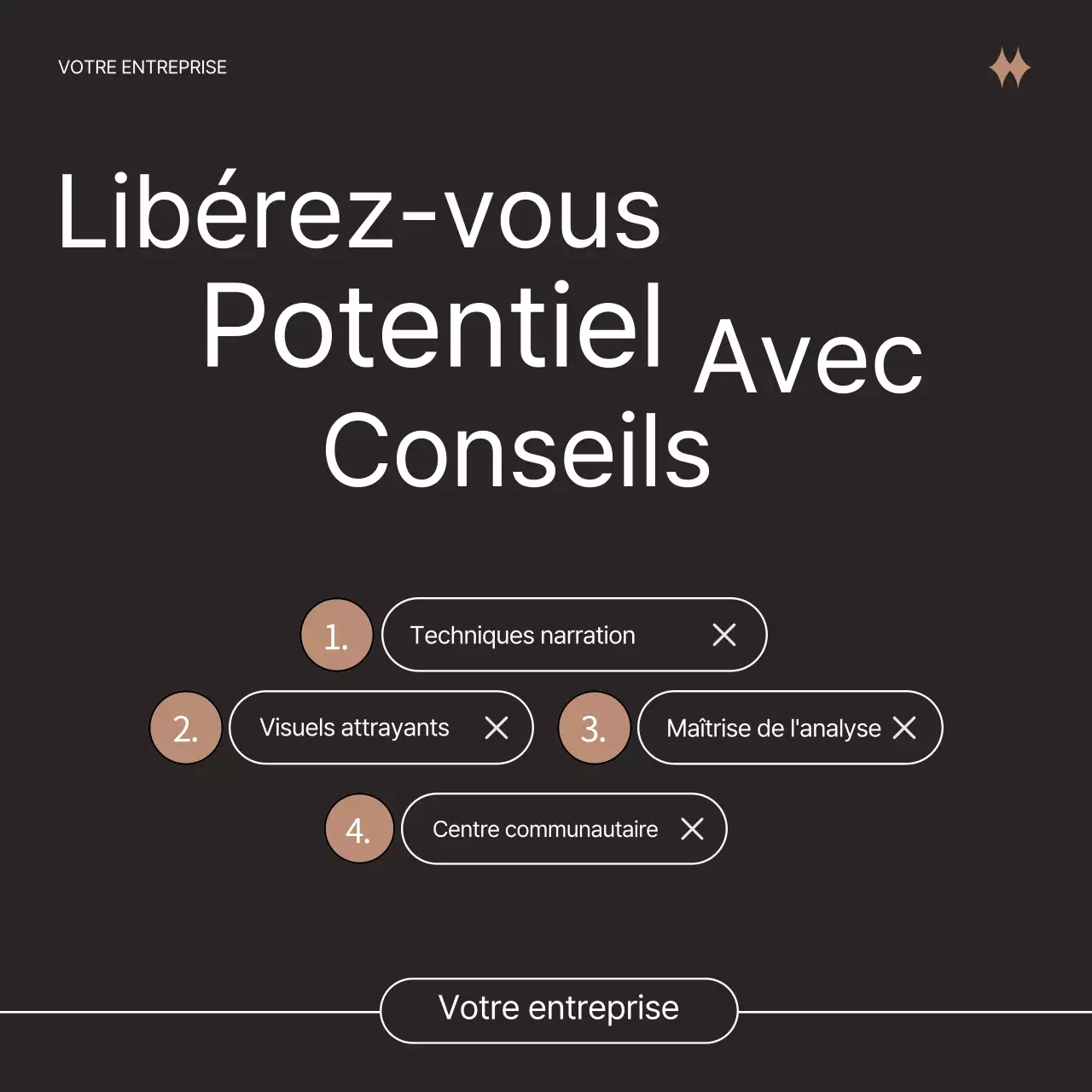 Publicité pour le marketing de contenu moderne noir et beige