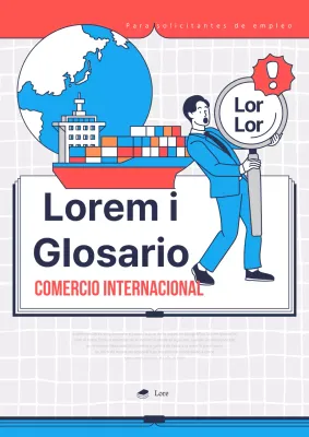 Cubierta de glosario comercial de estilo kitsch en azul y naranja