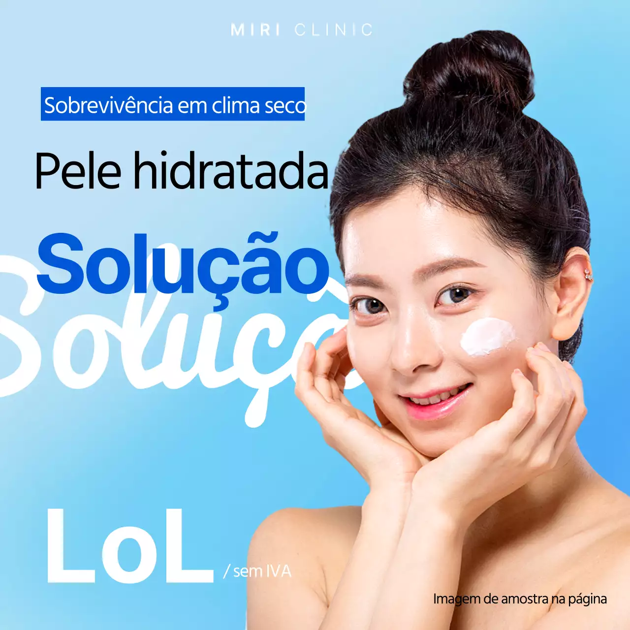 Promoção simples de dermatologia em azul e branco
