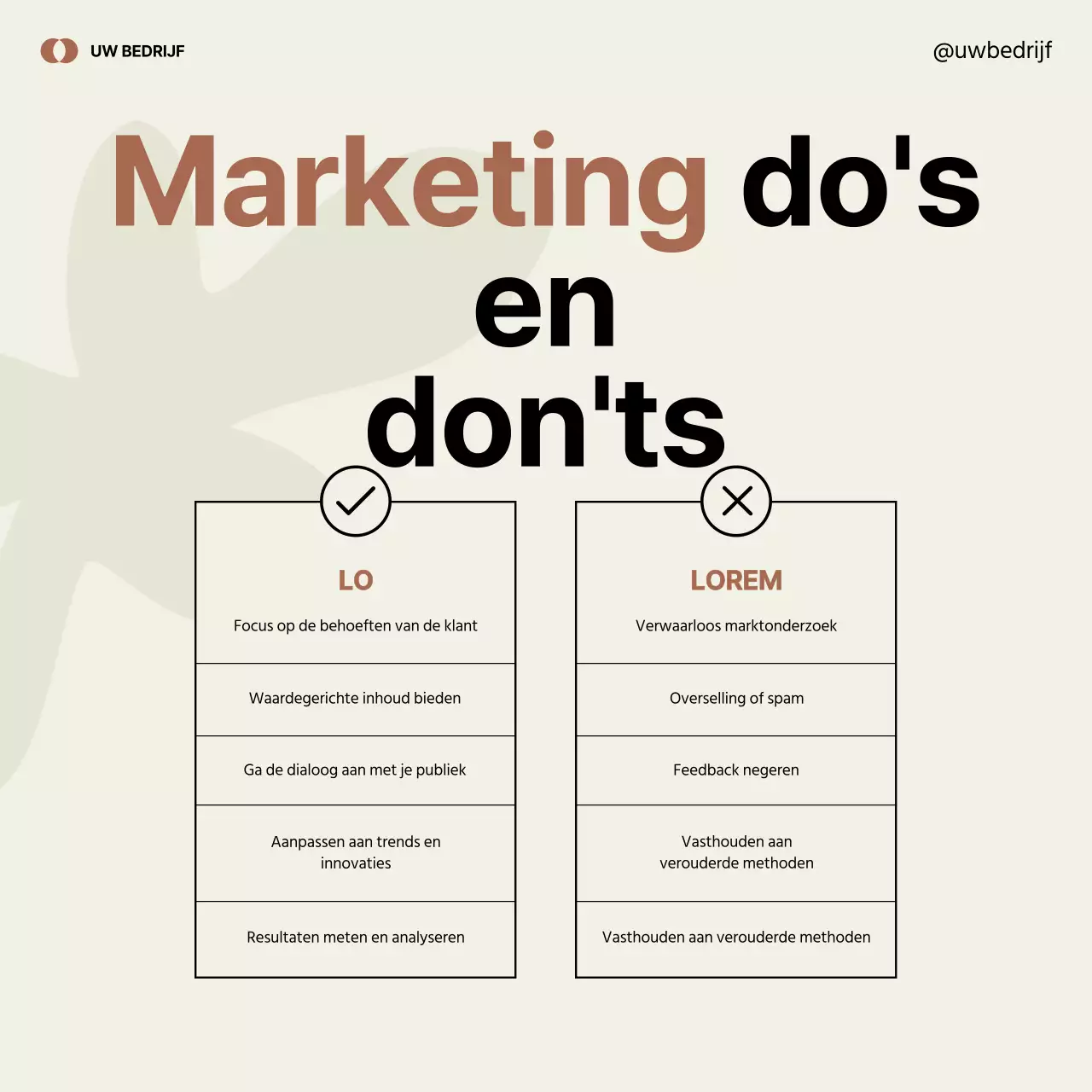 Minimalistische marketingreclame in zwart en groen