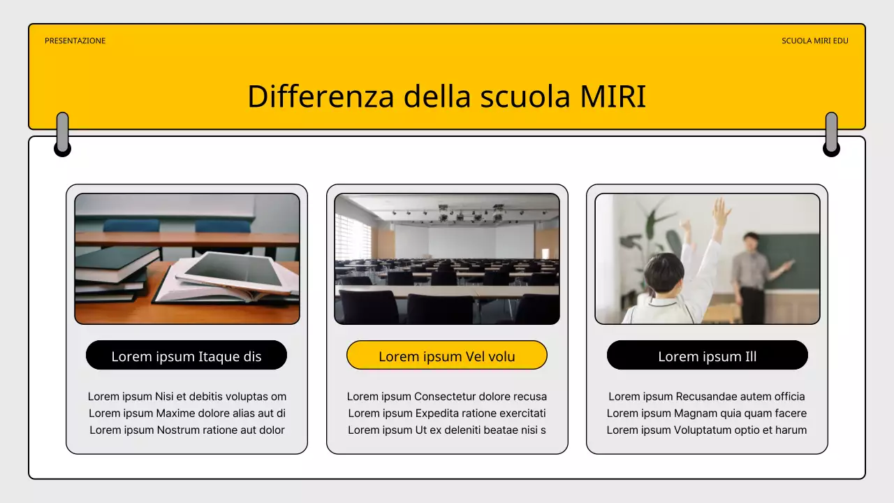 Un semplice prospetto scolastico giallo e nero per la scrittura del saggio