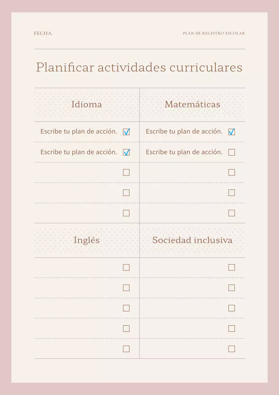 Agenda sencilla en rosa y marfil