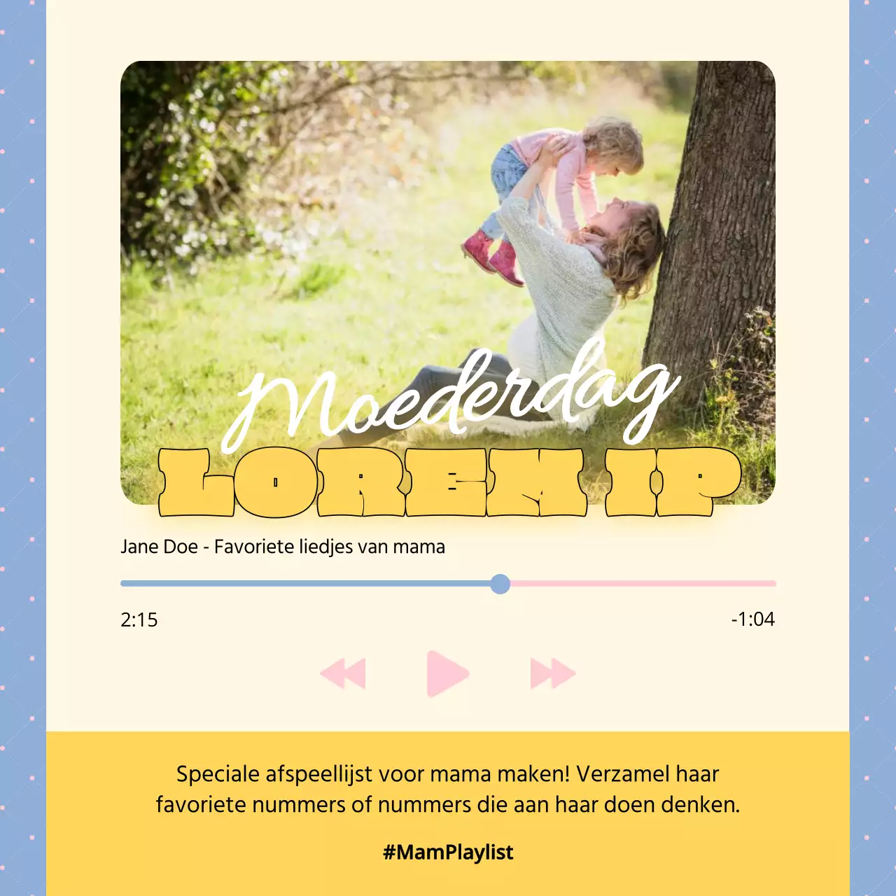 Paars en Geel Eenvoudige Moederdag Afspeellijst Publiciteit