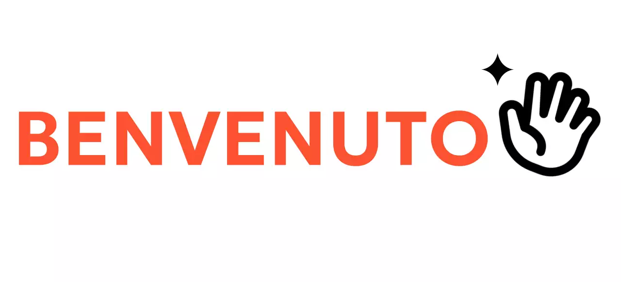 Design di benvenuto con l'icona di una mano che saluta