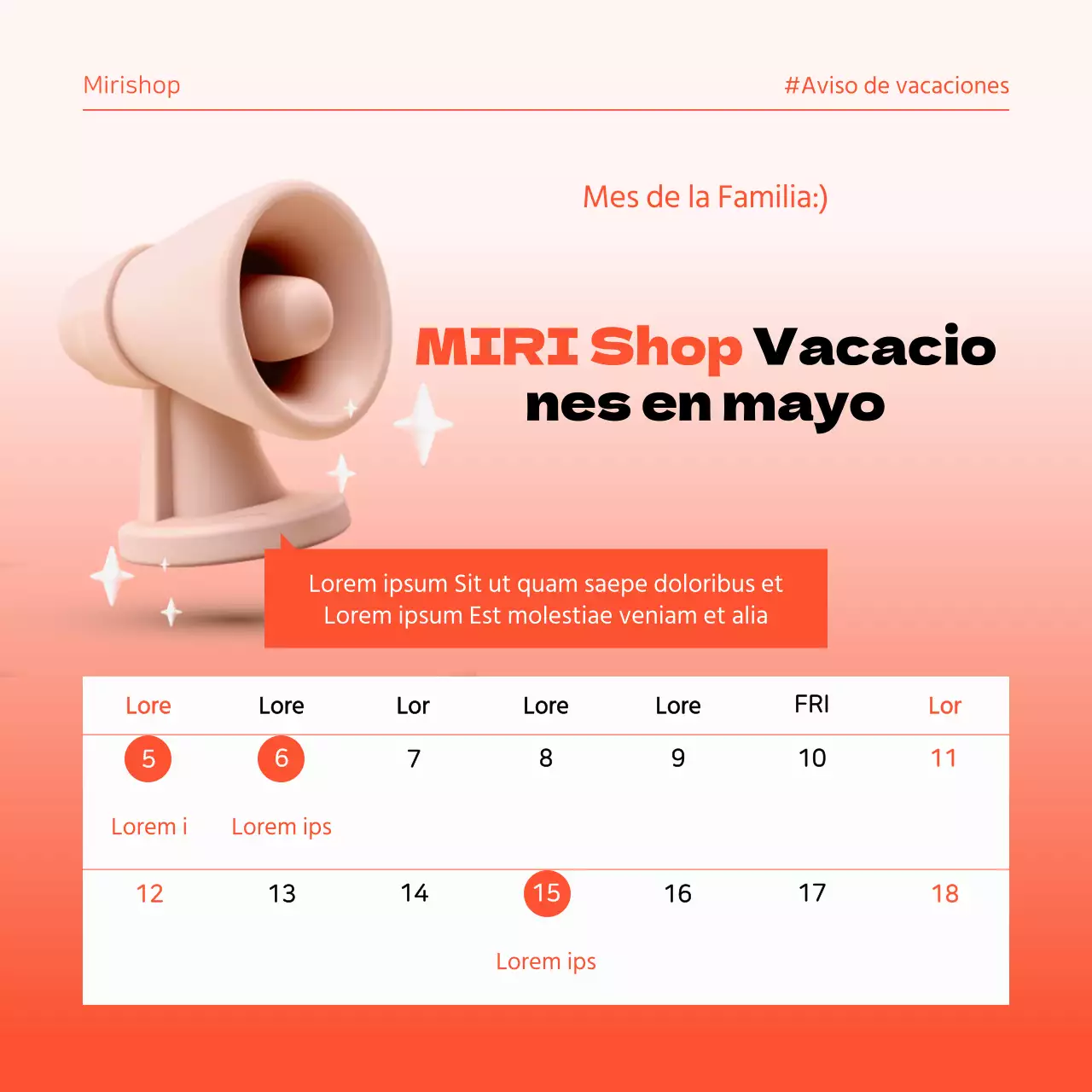 Un sencillo aviso de vacaciones en naranja y negro