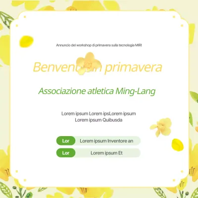 Annuncio di workshop interno giallo e verde