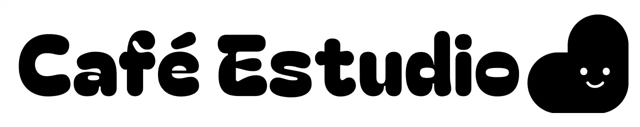 Logotipo de la sala de lectura de un café-estudio en un tipo de letra redondeado