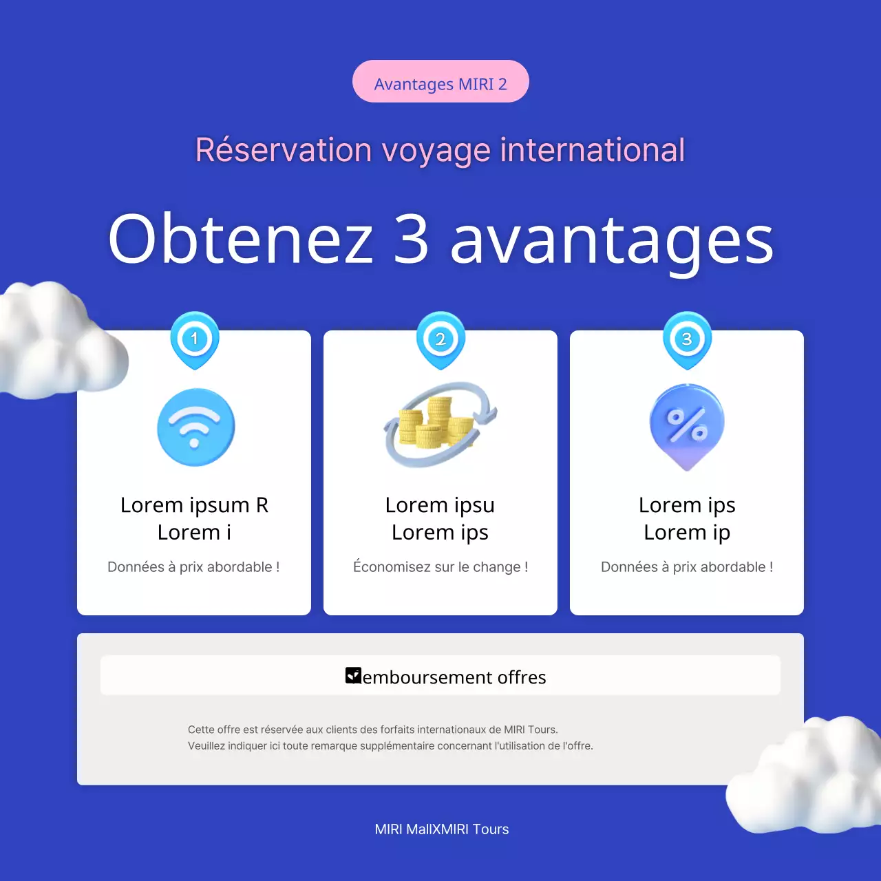 Promouvoir les forfaits de voyage bleu marine et rose