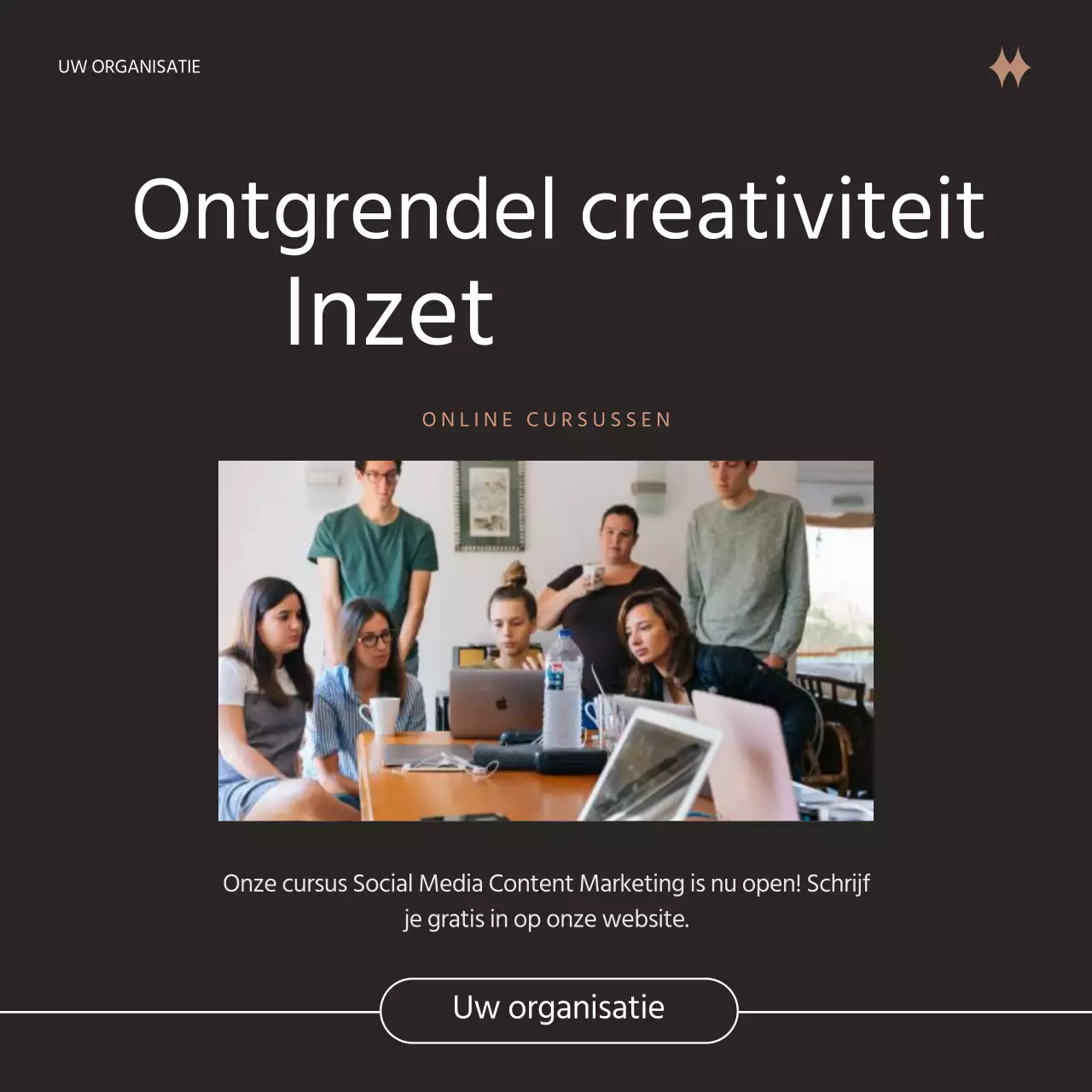 Zwart en beige moderne contentmarketingreclame