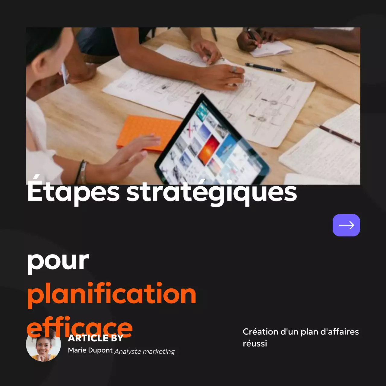 Noir, orange et violet Stratégie simple de planification d'entreprise