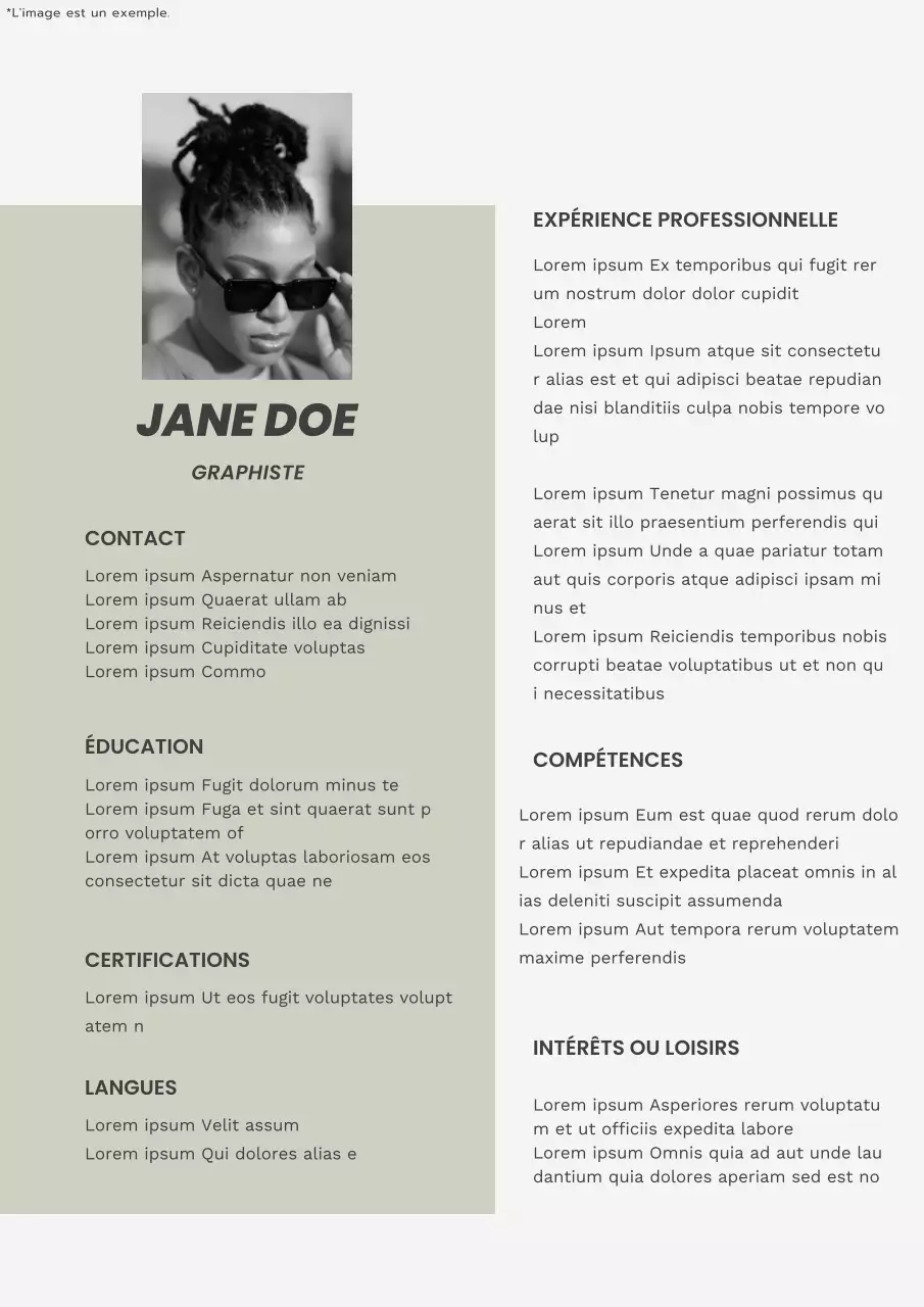 Introduction au CV du graphiste moderne beige et kaki