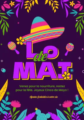 Invitation Cinco de Mayo tropicale violette