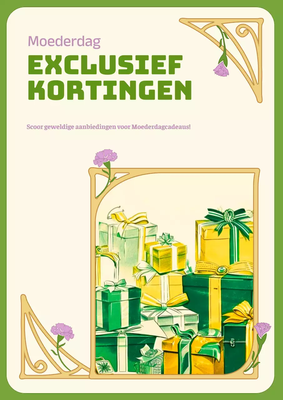 Promoot een klassieke Moederdagverkoop in chartreuse en ivoor
