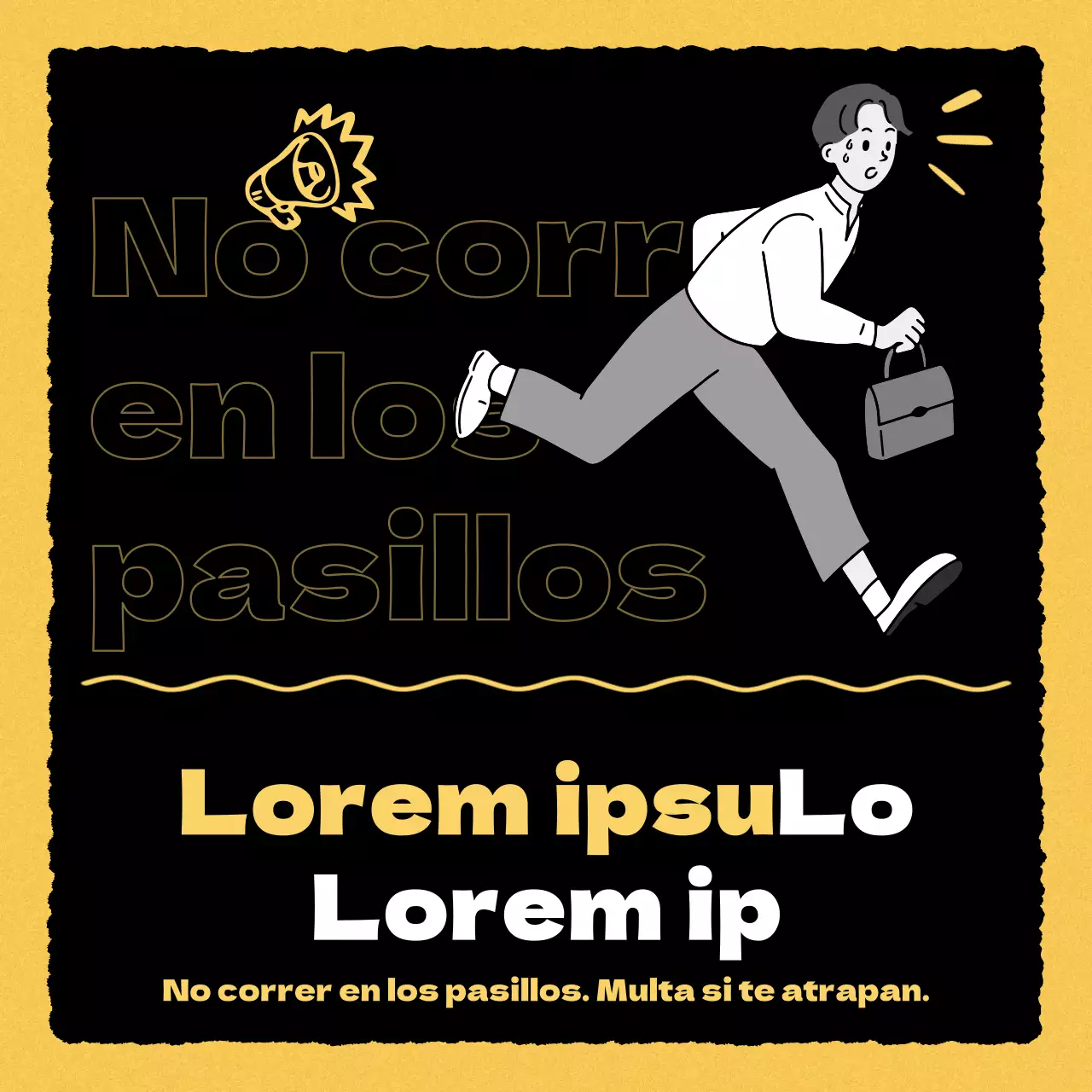 Avisos de sanciones en amarillo, blanco y negro