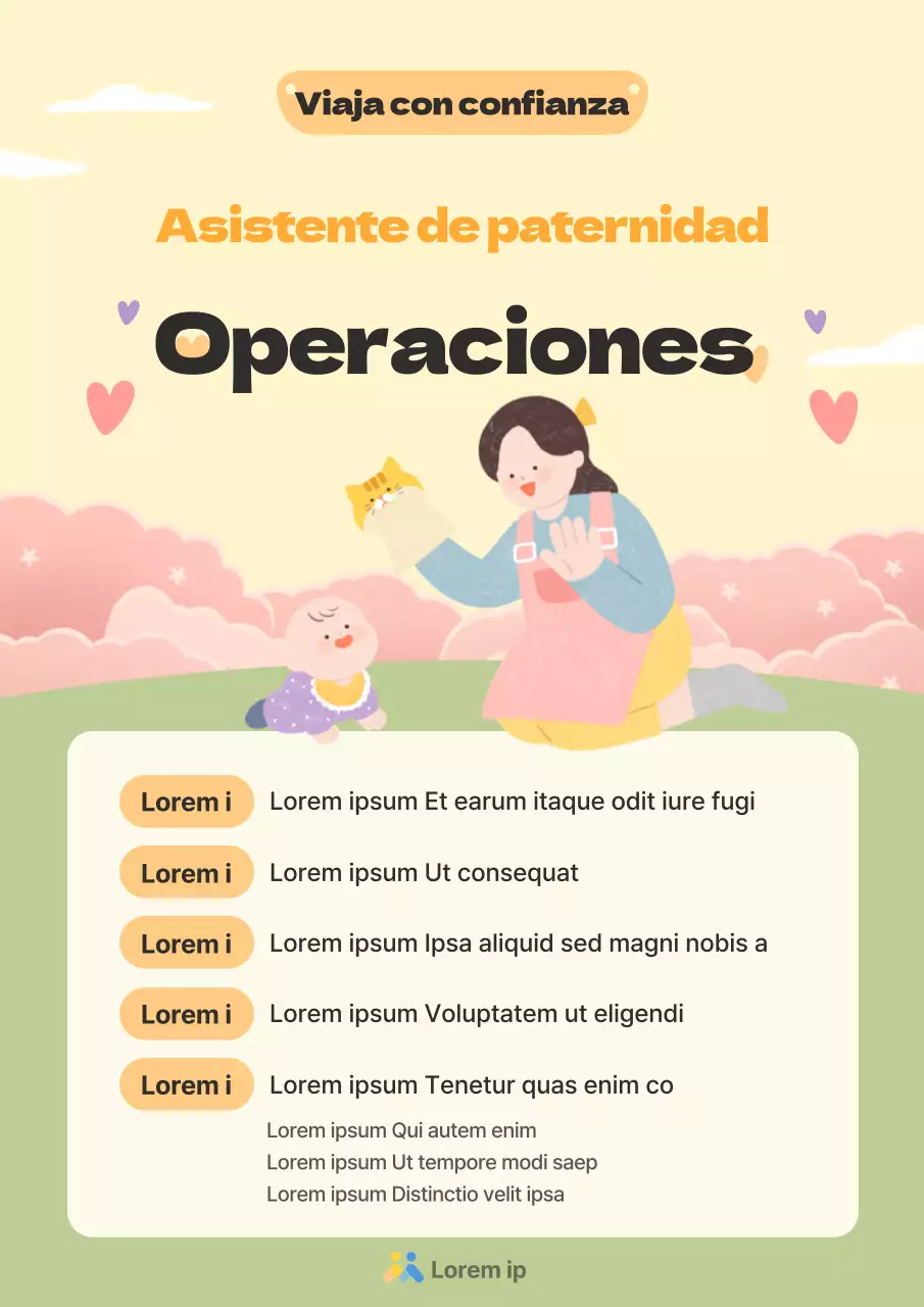 Anuncio de Asistente de Padres Amarillo y Marfil